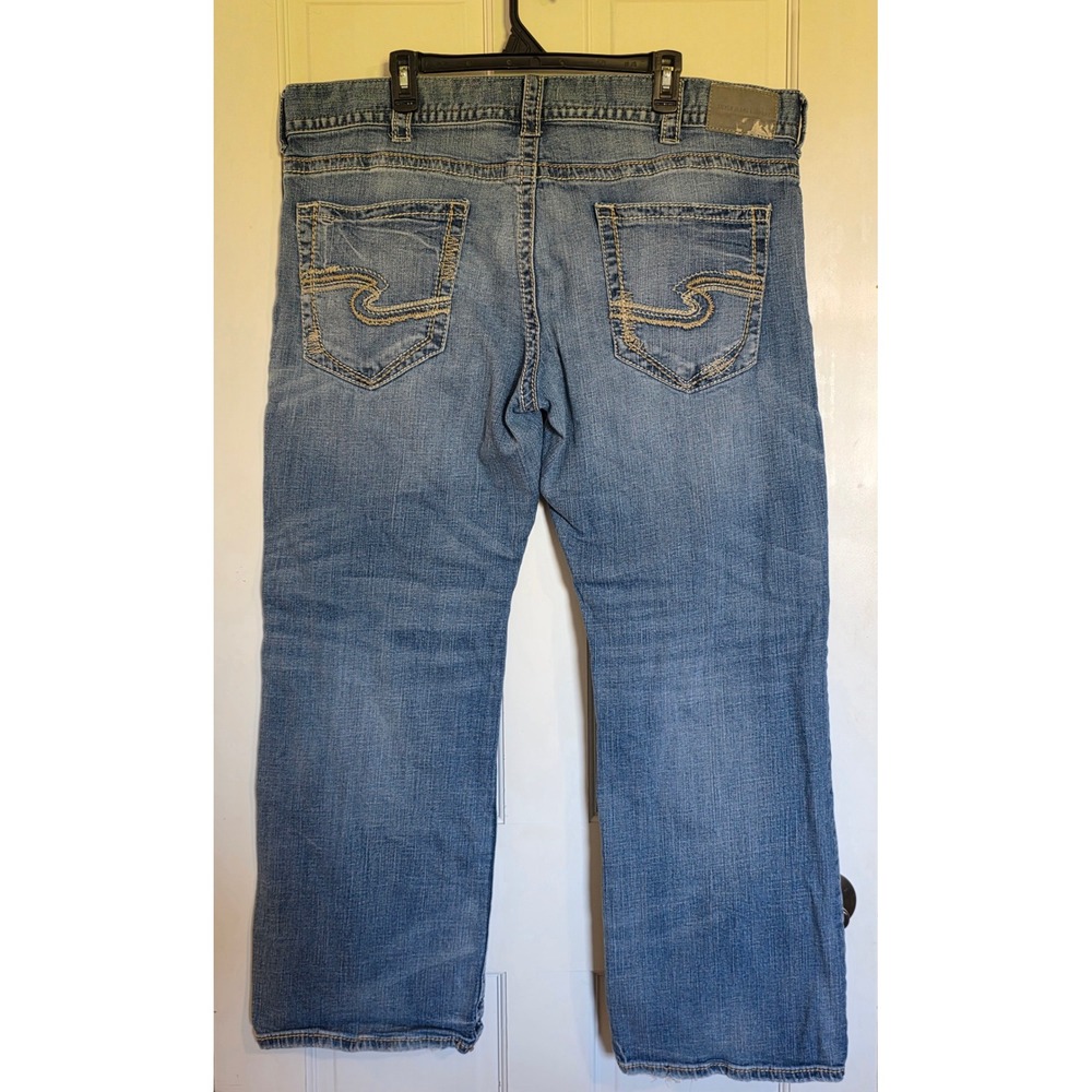 Silver Jeans Co Zac Relaxed Fit Straight Leg Blue Denim Jeans Mens 42x32 Medium